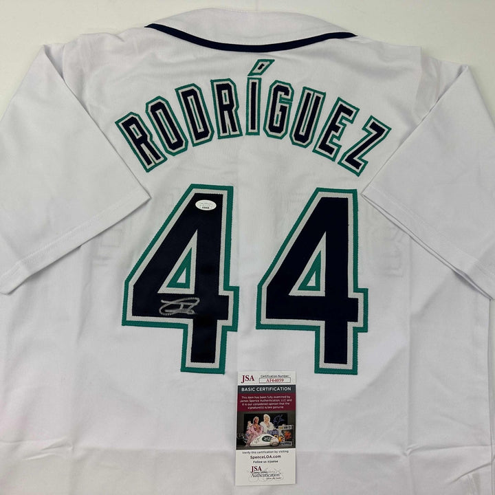 Autographed/Signed Julio Rodriguez Seattle White Jersey JSA COA Auto