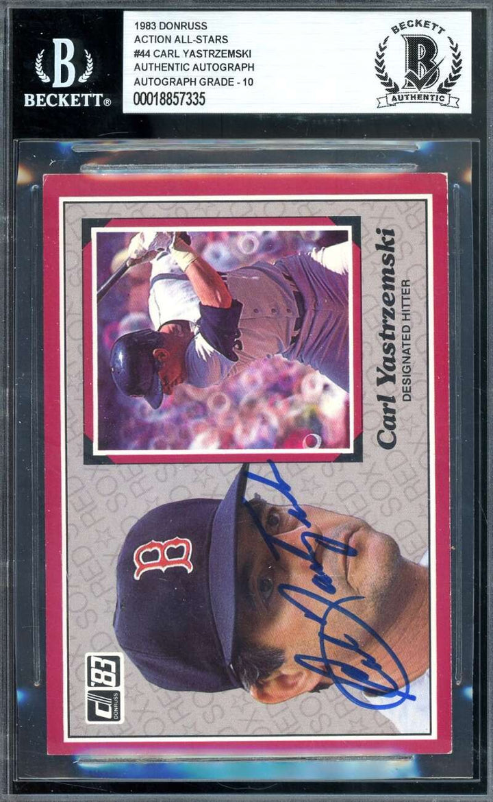 Carl Yastrzemski Gem Mint 10 Beckett BAS Signed 1983 Donruss Action All Stars