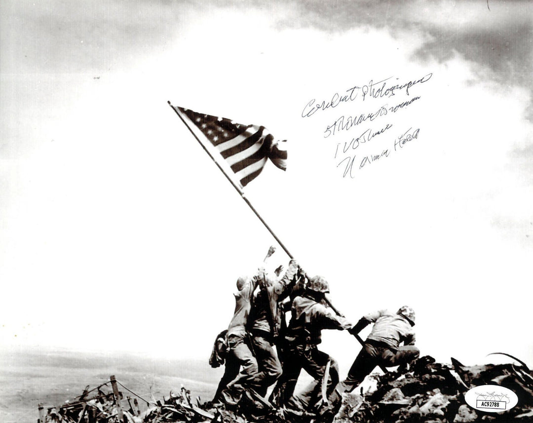 Major Norman Hatch signed WWII USMC/Iwo Jima Vintage B&W 8x10 Photo- JSA