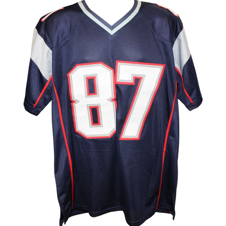 Rob Gronkowski Autographed/Signed Pro Style Size XL Blue Jersey Beckett 54625