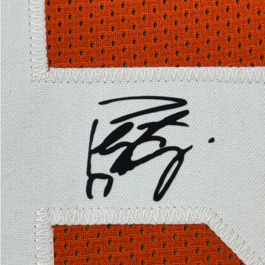 Framed Facsimile Autographed Peyton Manning 33x42 Orange Reprint Laser Jersey