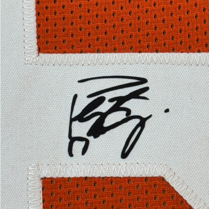 Framed Facsimile Autographed Peyton Manning 33x42 Orange Reprint Laser Jersey