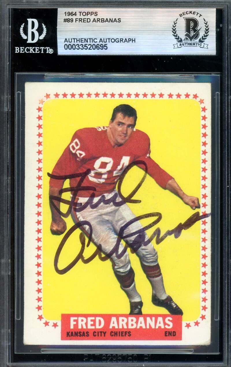 Fred Arbanas Beckett BAS Signed 1964 Topps Autograph Chiefs
