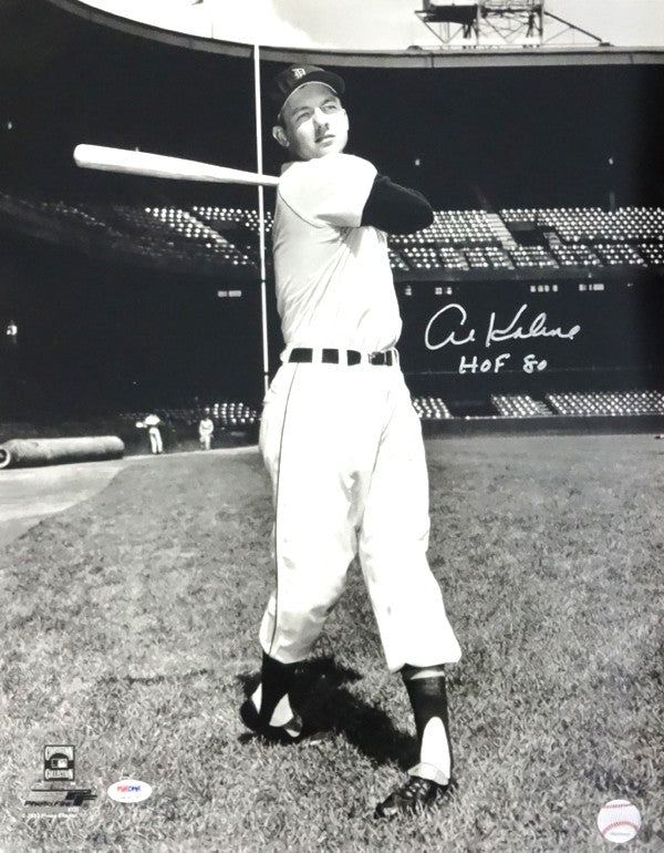 Al Kaline Signed 16x20 Photo Detroit Tigers "HOF 80" PSA/DNA