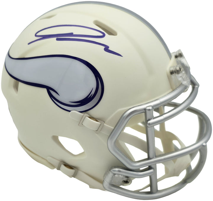 Jordan Addison Auto Vikings White 2024 Alternate Speed Mini Helmet Beckett