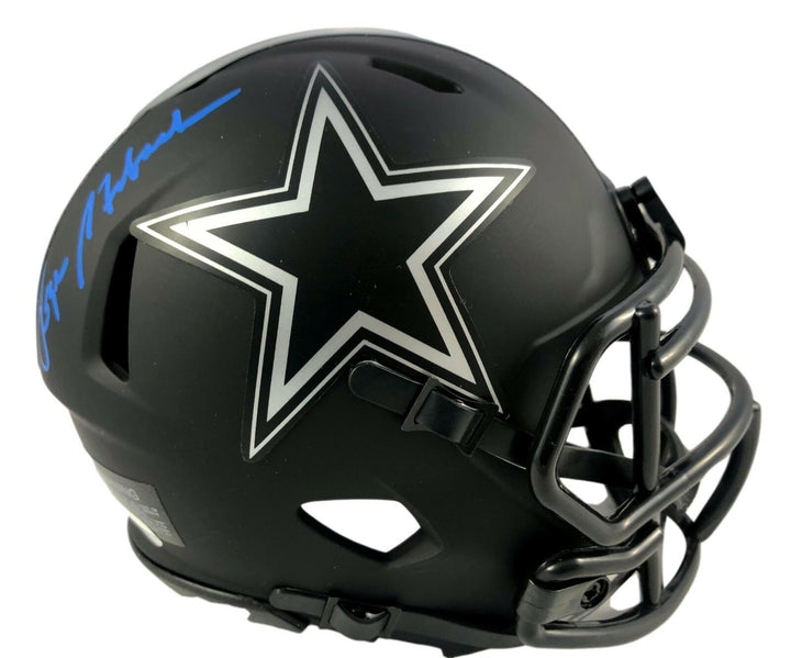 Roger Staubach Hand Signed Eclipse Black Mini Helmet Dallas Cowboys JSA COA