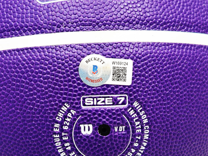 Shaquille O'Neal Signed Purple City Edition Basketball Lakers Beckett Witness