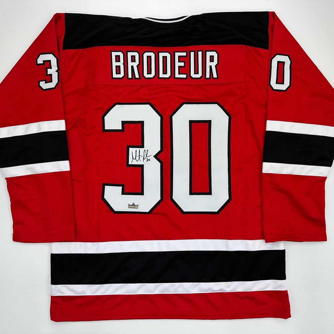 Facsimile Autographed Martin Brodeur New Jersey Red Reprint Jersey Size Men's XL