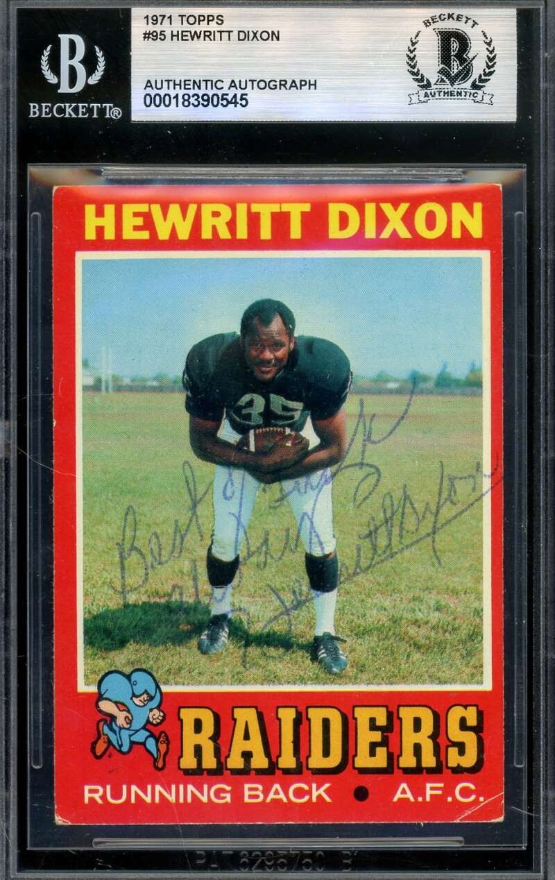 Hewritt Dixon Beckett BAS Vintage Signed 1971 Topps Autograph Raiders