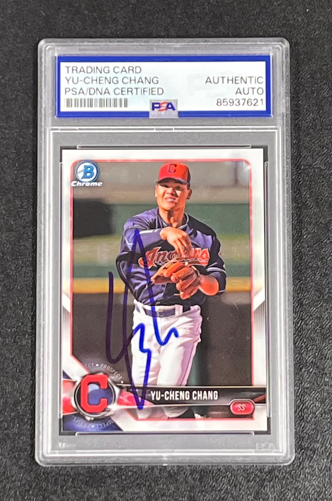 2017 Topps Bowman #BCP128 Yu-Cheng ChangSigned Card Auto PSA Slabbed Indians