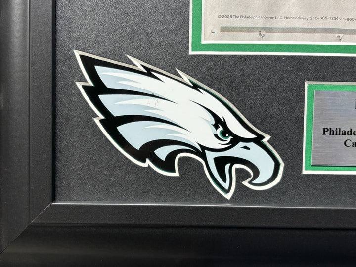 Philadelphia Eagles Super Bowl 59 Champs Confetti Framed Inquirer Newspaper LIX