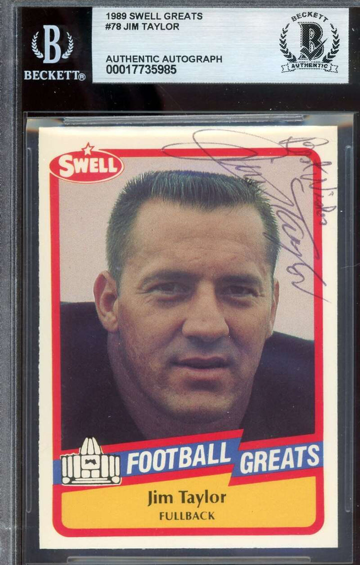 Jim Taylor Beckett BAS Signed 1989 Swell Greats Autograph