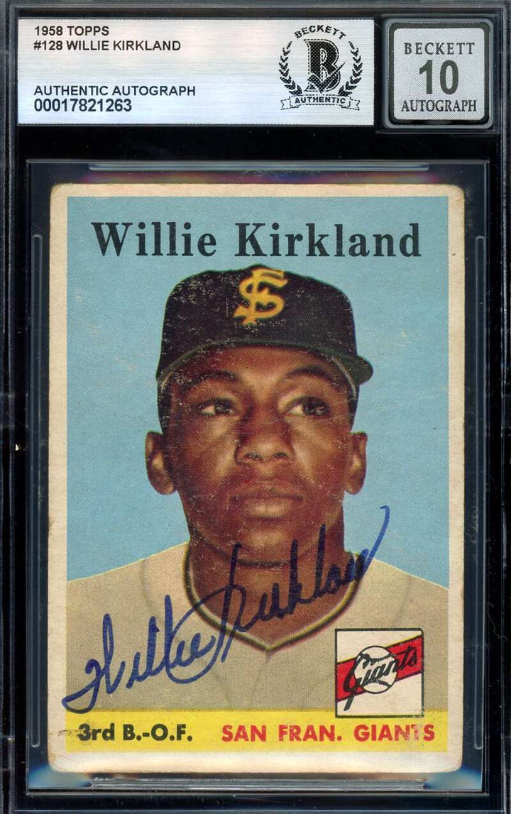 Willie Kirkland Gem Mint 10 Beckett BAS Signed 1958 Topps Autograph
