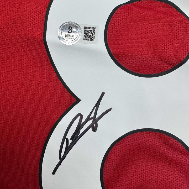 Autographed/Signed Bruno Fernandes Manchester United Red Jersey Beckett BAS COA