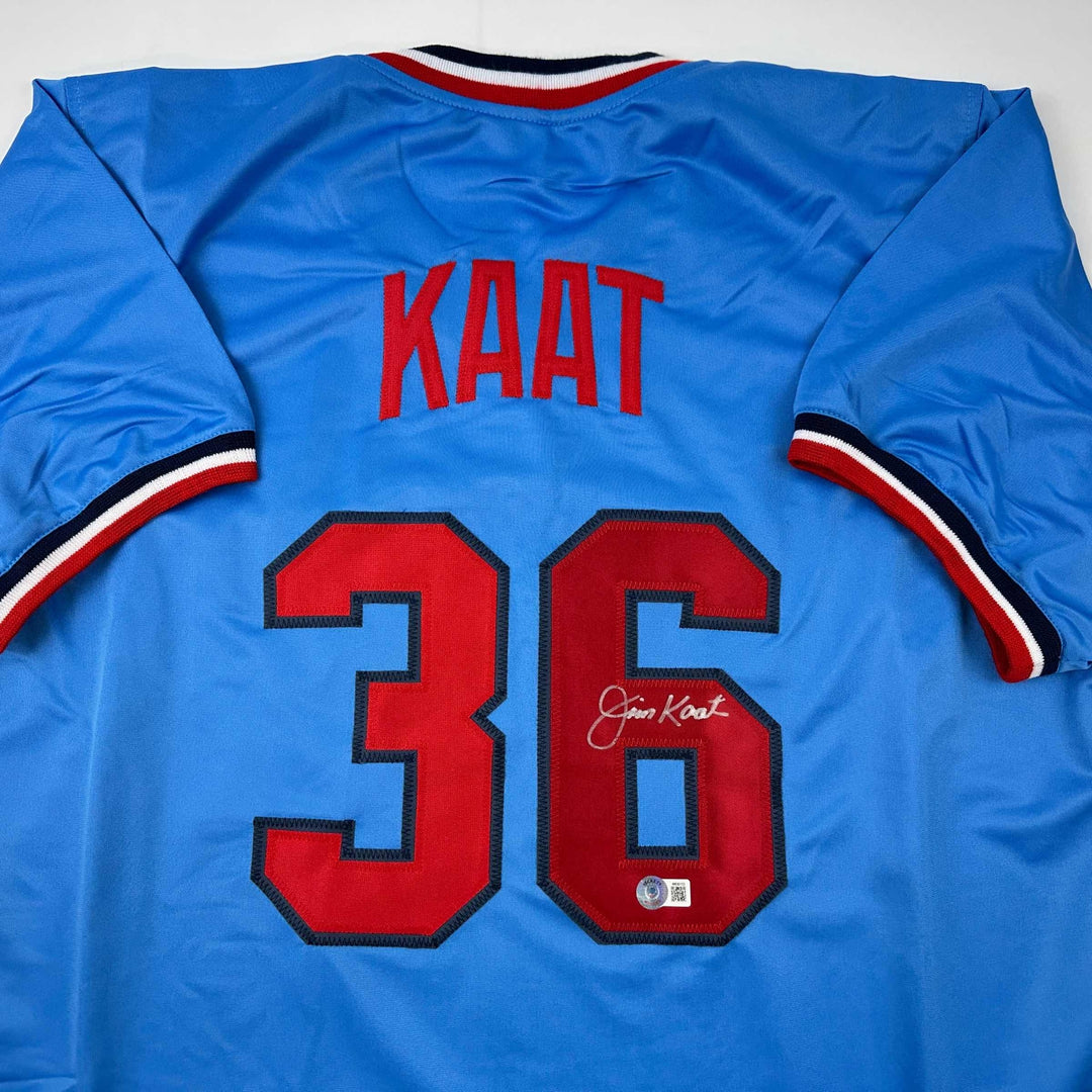 Autographed/Signed Jim Kaat Minnesota Light Blue Baseball Jersey Beckett BAS COA