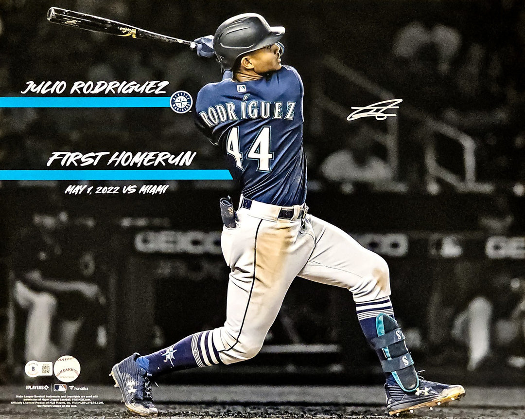 Julio Rodriguez Signed Framed 16x20 Photo Seattle Mariners 1st HR Beckett BAS QR