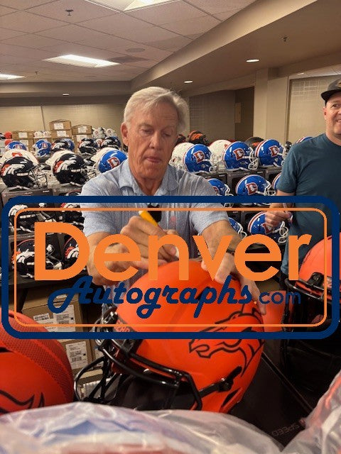 John Elway Autographed Denver Broncos Pro Rave Helmet Beckett Witness 55252