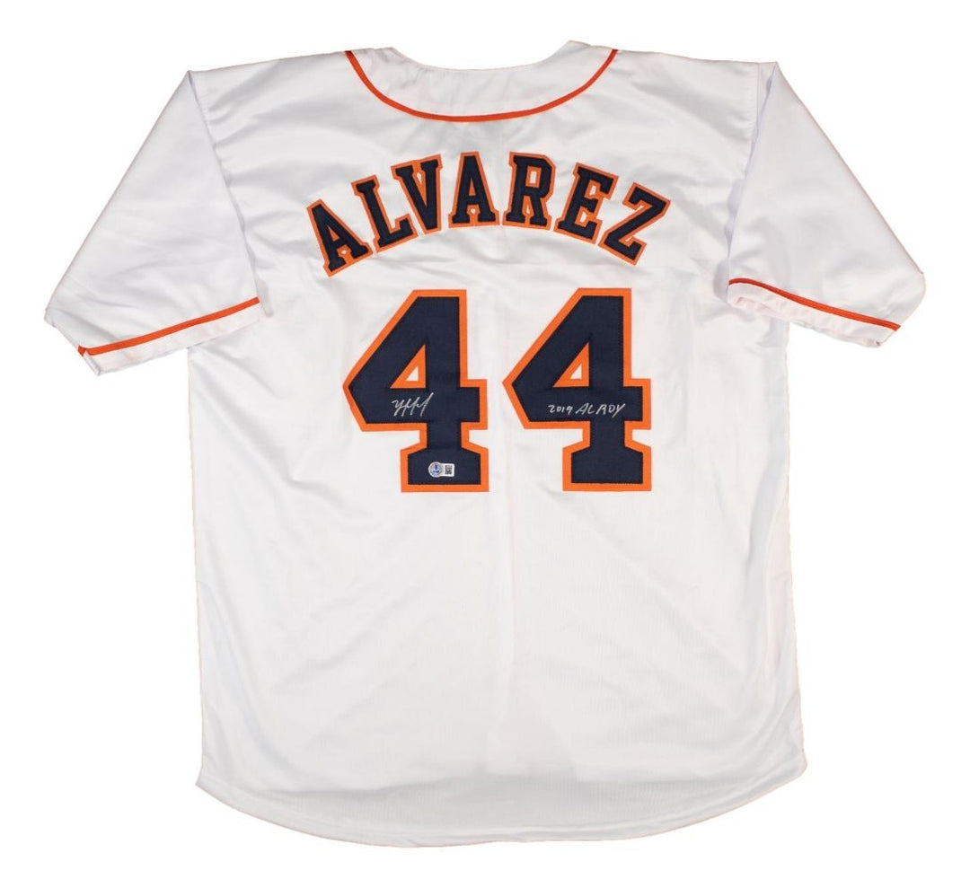 Yordan Alvarez Houston Signed White Baseball Jersey 2019 AL ROY BAS