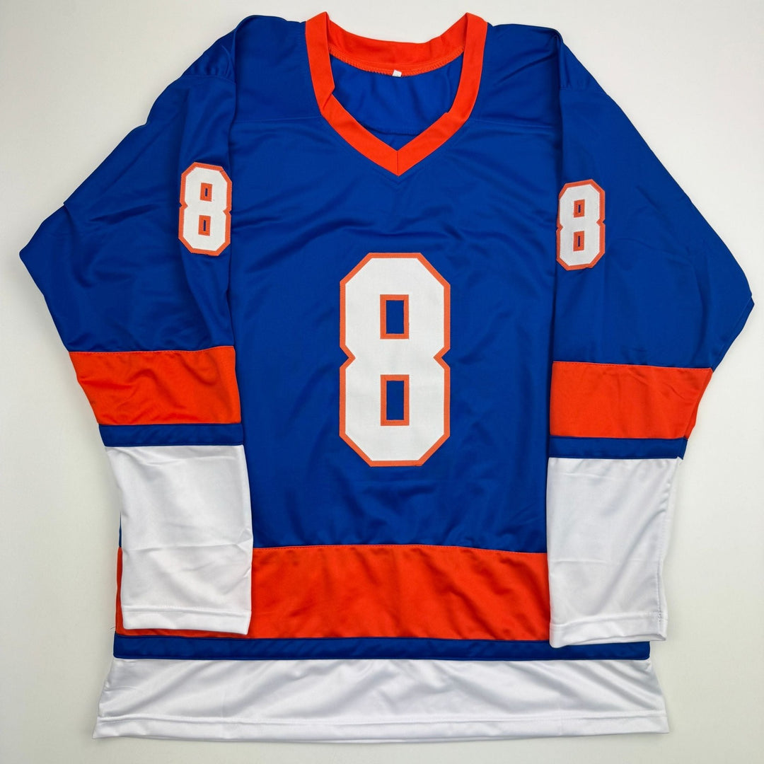 Autographed/Signed Noah Dobson New York Blue Hockey Jersey JSA COA