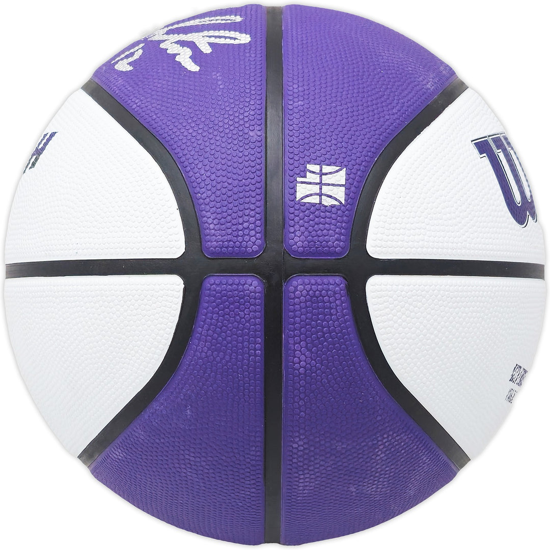 John Stockton Signed Purple & White City Edition Basketball Jazz Beckett Wit