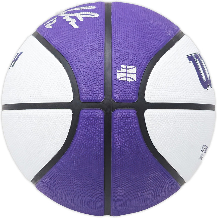 John Stockton Signed Purple & White City Edition Basketball Jazz Beckett Wit