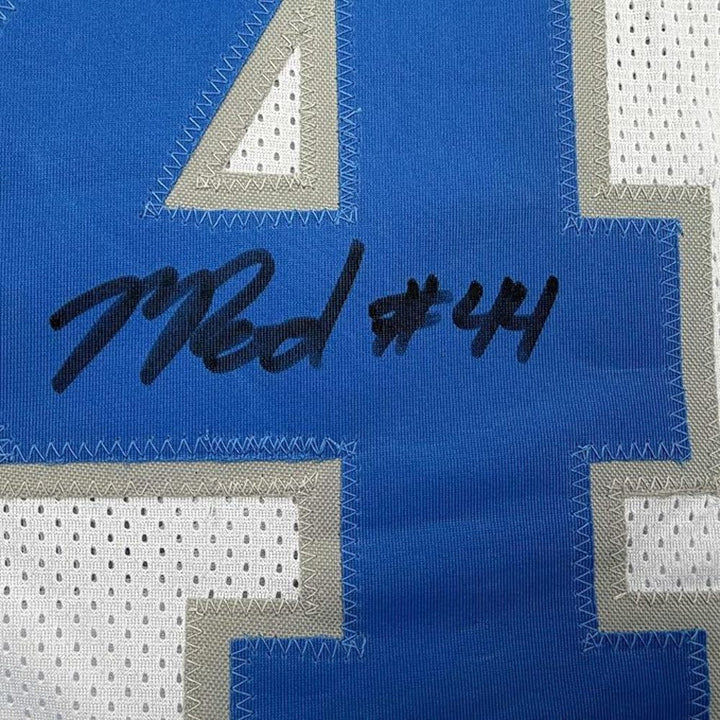 Framed Autographed/Signed Malcolm Rodriguez 35x39 Detroit White Jersey BAS COA