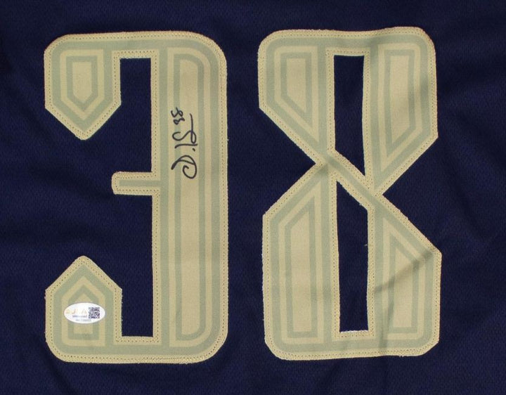 Steven Kwan Cleveland Signed Navy Baseball Jersey JSA QR