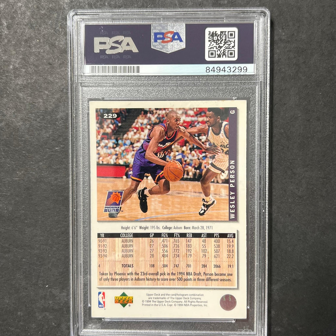 1994 Upper Deck #229 Wesley Person Signed Card AUTO PSA Slabbed Suns