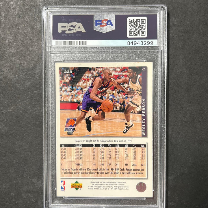 1994 Upper Deck #229 Wesley Person Signed Card AUTO PSA Slabbed Suns