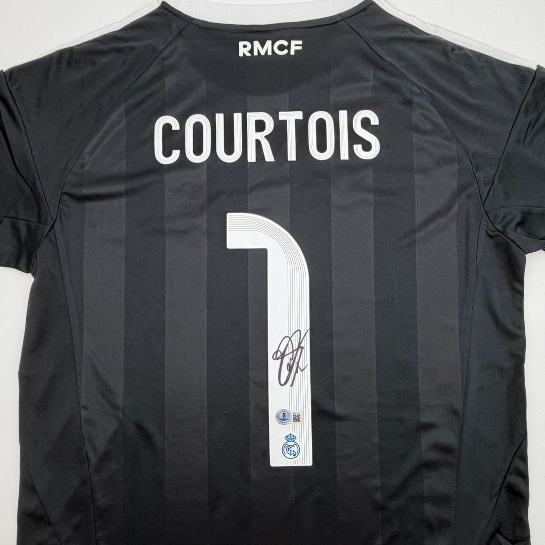 Autographed/Signed Thibaut Courtois Real Madrid Black Jersey Beckett COA