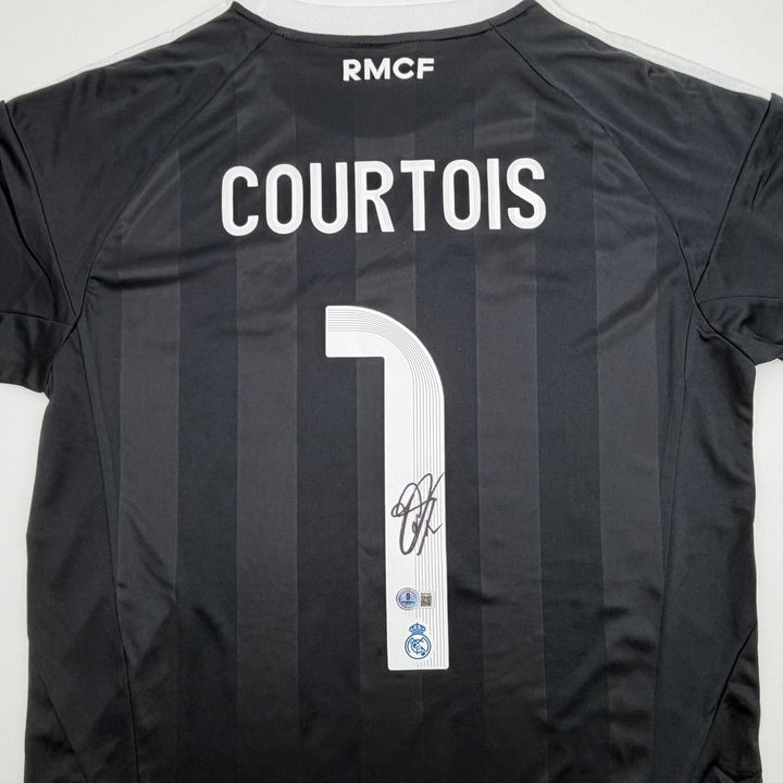 Autographed/Signed Thibaut Courtois Real Madrid Black Jersey Beckett COA
