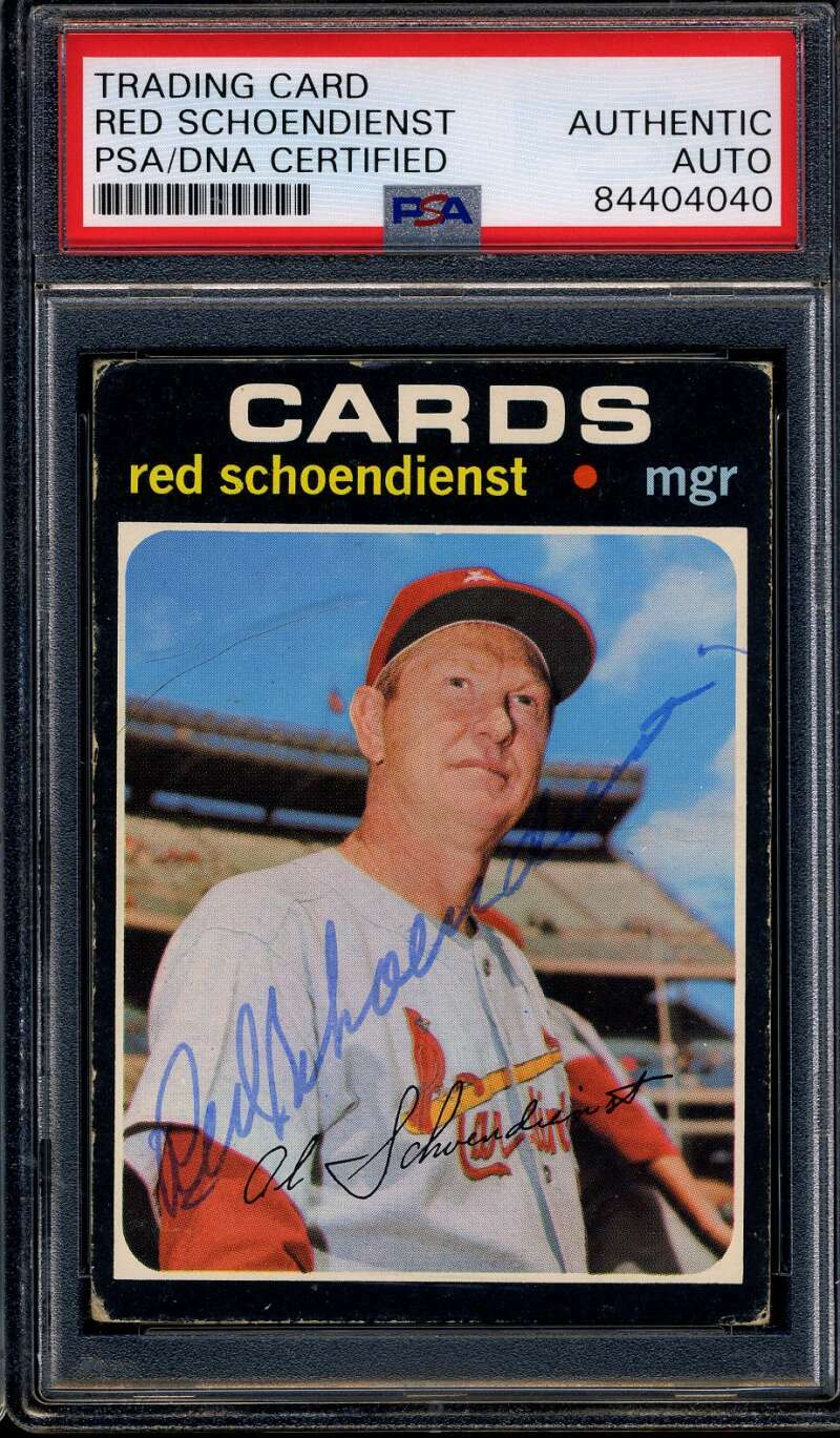 Red Schoendienst PSA DNA Coa Signed 1971 Topps Autograph