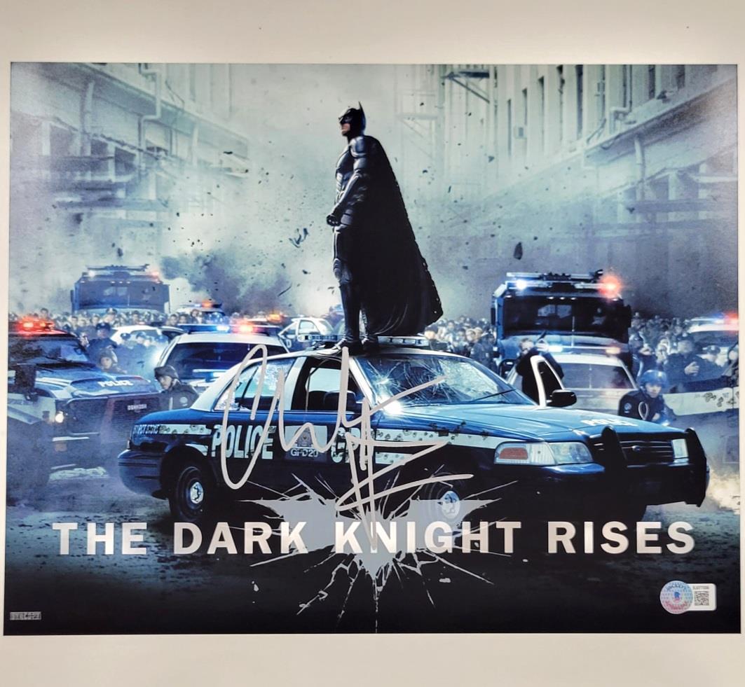 Christian Bale signed Dark Knight Rises 11x14 photo Batman (A) BAS Beckett Holo