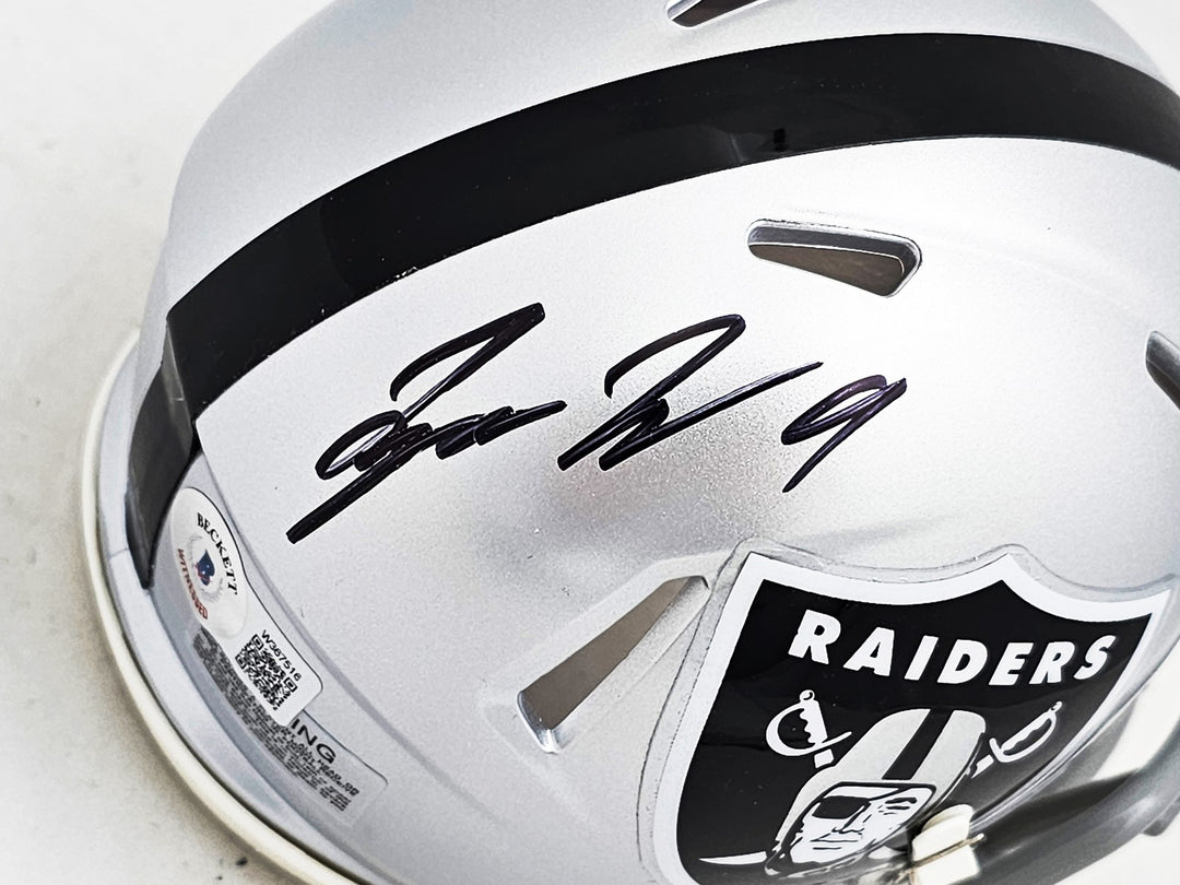 Tyree Wilson Signed Las Vegas Raiders Silver Speed Mini Helmet Beckett Witness