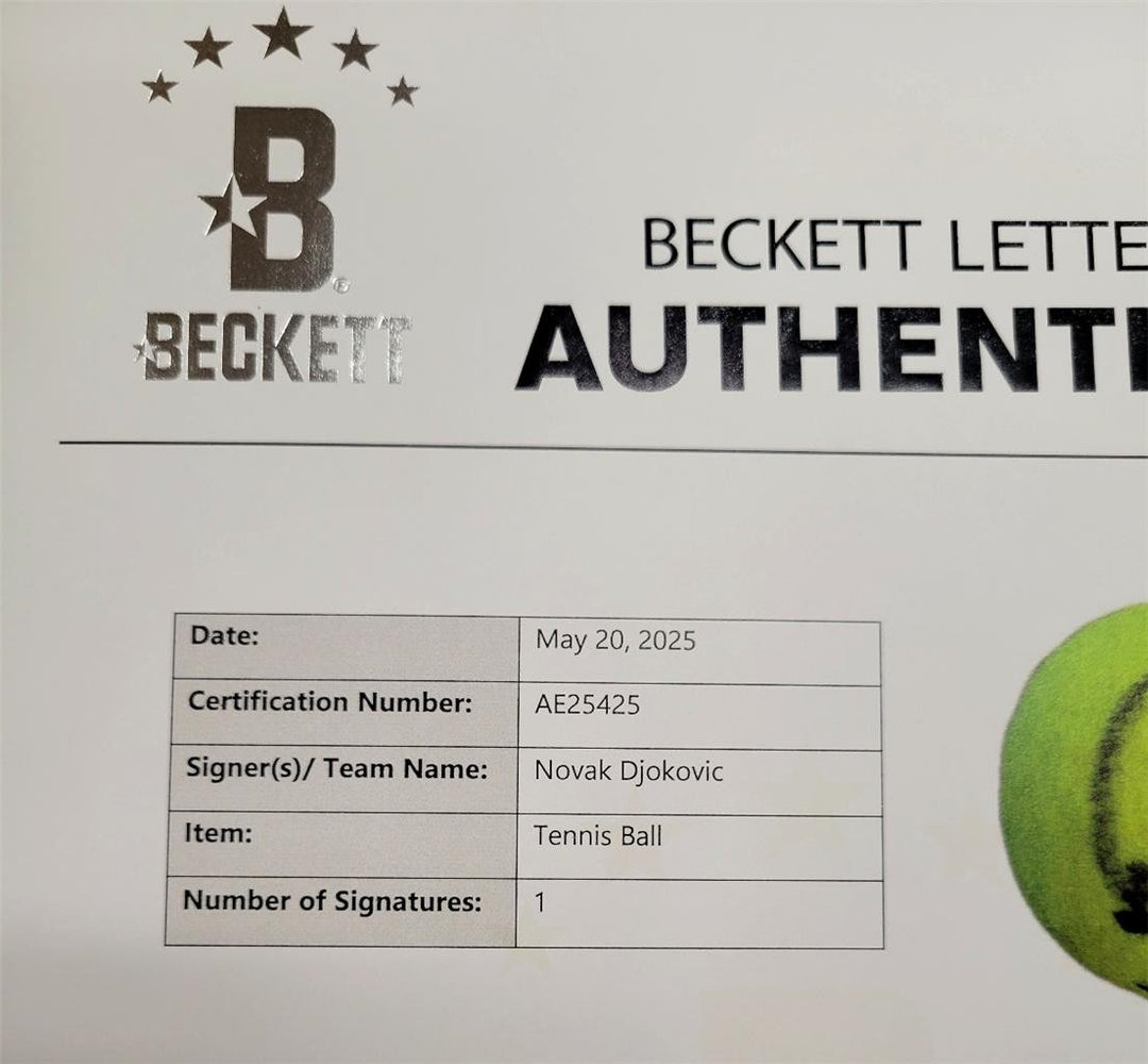 Novak Djokovic signed Tennis Ball autograph US Wimbledon Champ (A) ~ Beckett BAS