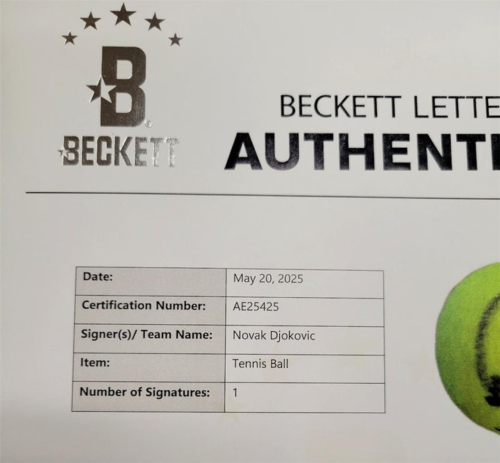 Novak Djokovic signed Tennis Ball autograph US Wimbledon Champ (A) ~ Beckett BAS