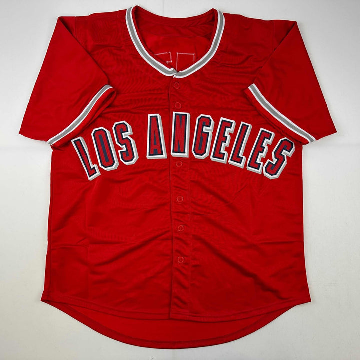 Autographed/Signed Torii Hunter Los Angeles Anaheim Red Jersey Beckett COA