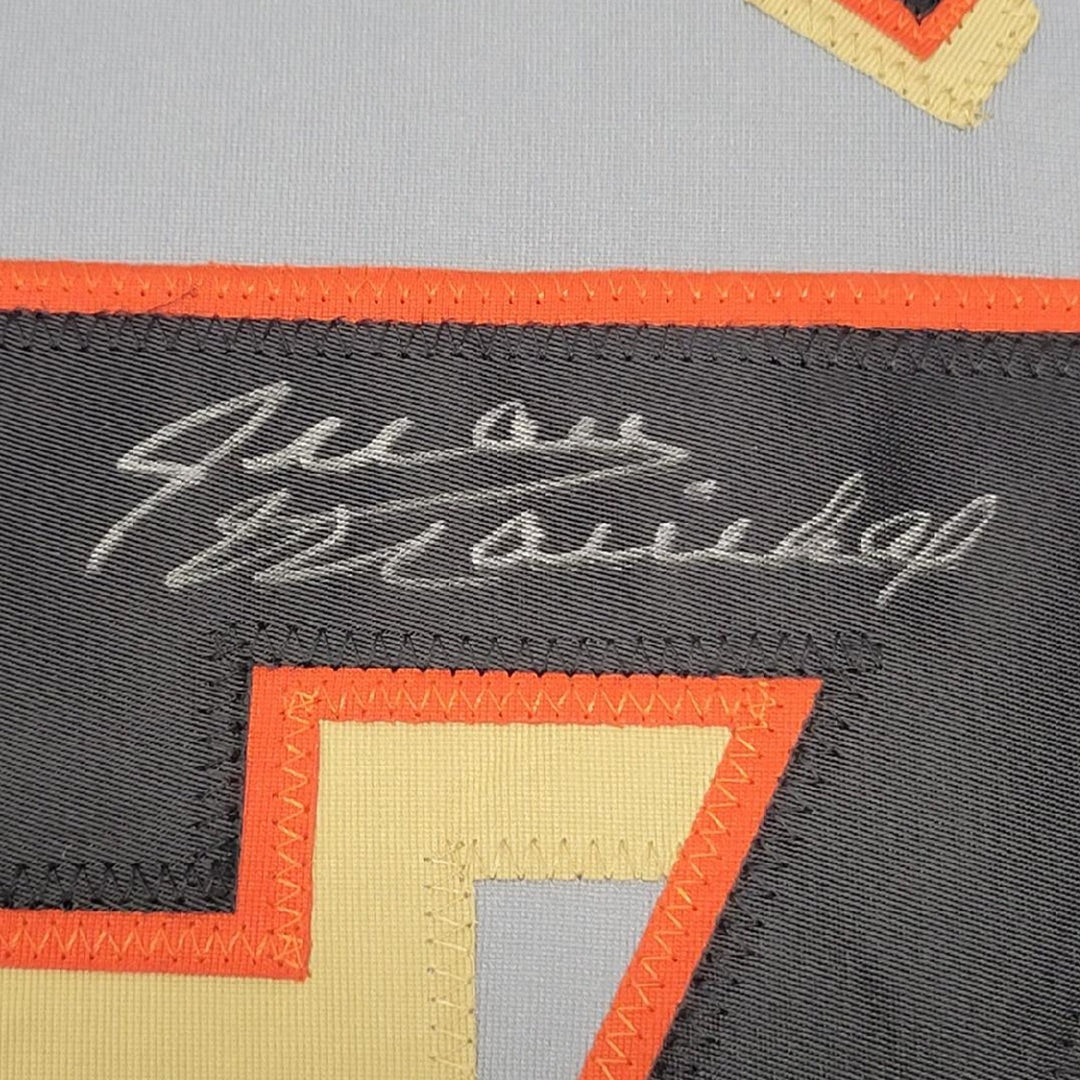 Framed Signed Juan Marichal 35x39 San Francisco Grey Jersey JSA COA