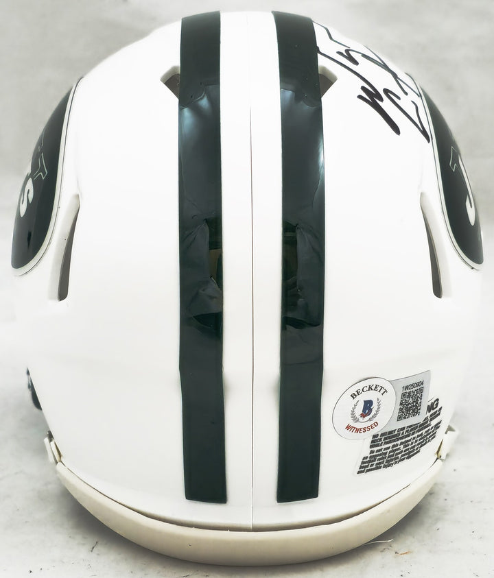 Wayne Chrebet Signed Jets White 98-18 Throwback Speed Mini Helmet Beckett Wit