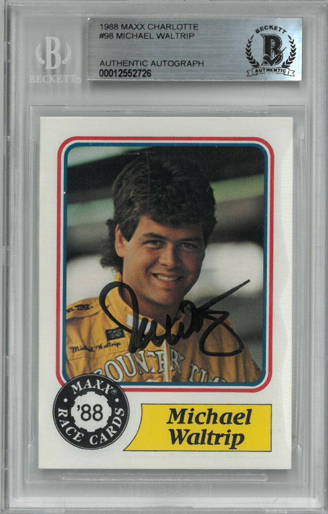 Michael Waltrip signed 1988 Maxx/Charlotte NASCAR Racing Rookie RC Card- Beckett
