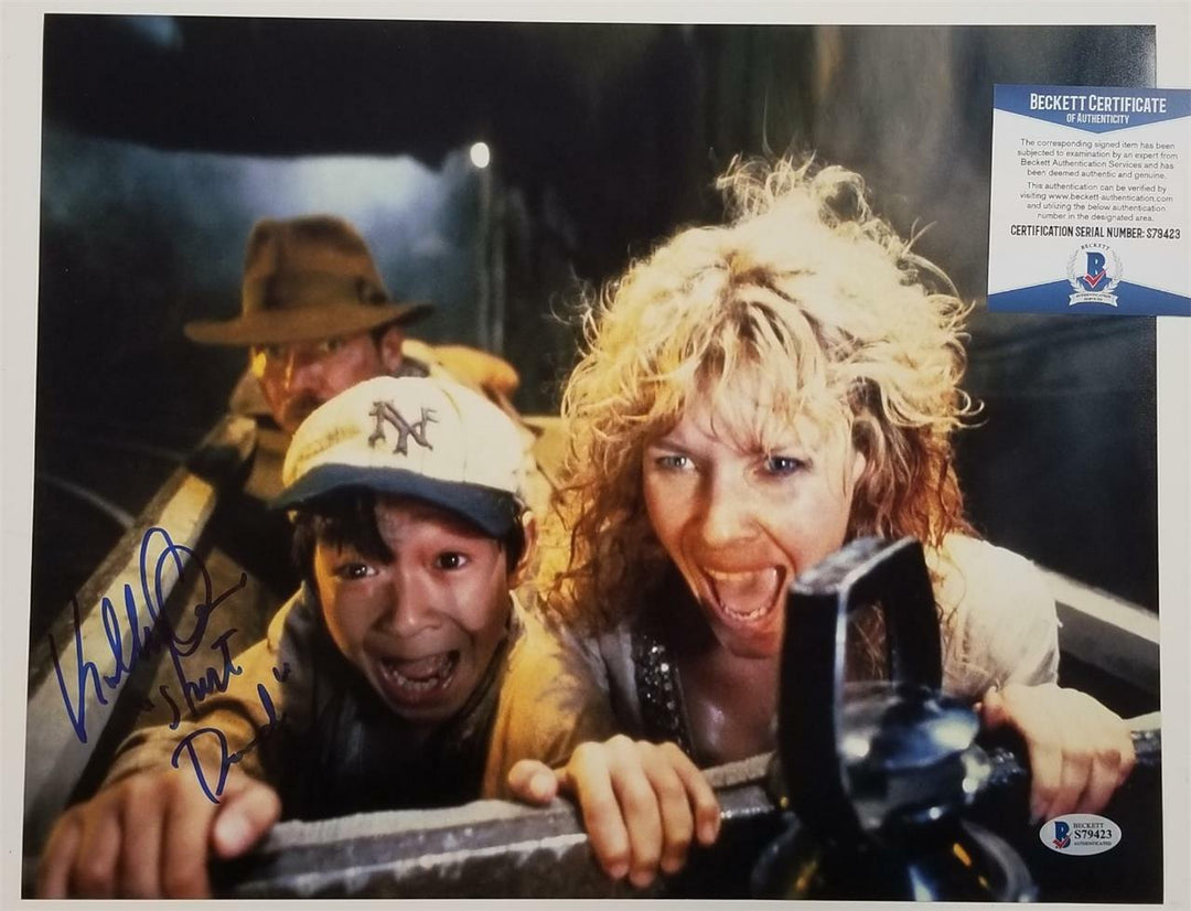 Jonathan Ke Quan signed Indiana Jones 11x14 Photo 4 Inscription~ Beckett BAS COA
