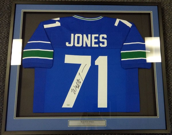 Seattle Seahawks Walter Jones Signed Framed Blue Jersey MCS Holo