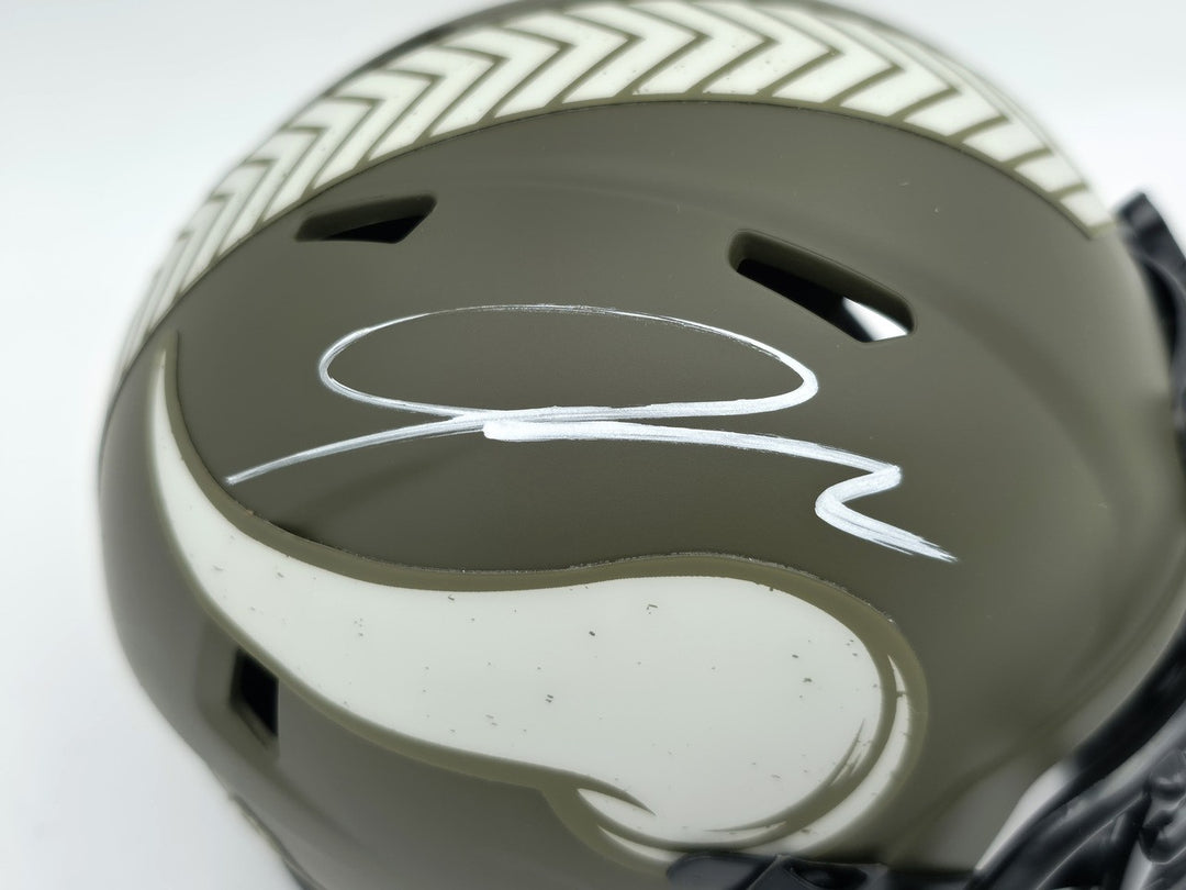 Jordan Addison Auto Vikings Army Salute To Service Speed Mini Helmet Beckett