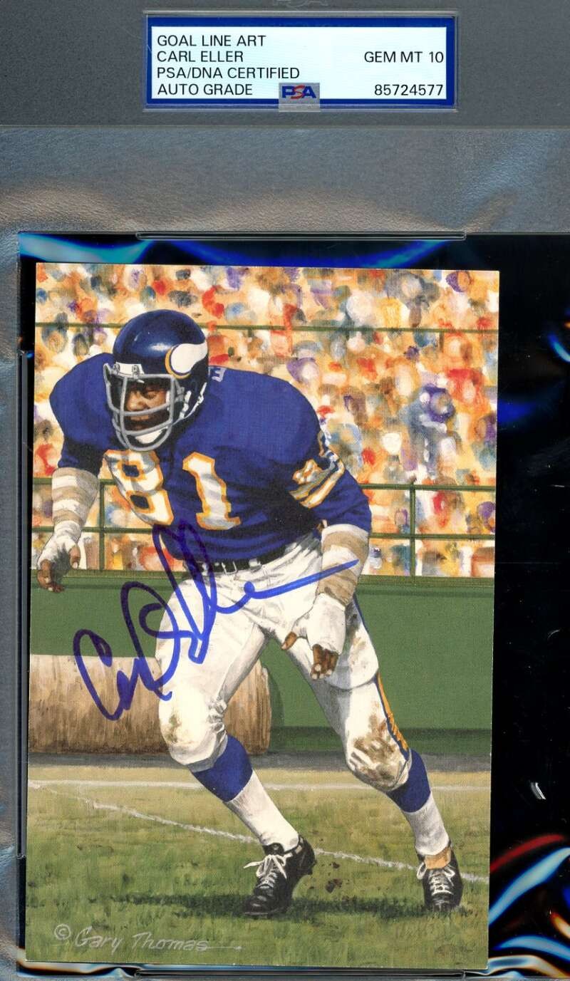 Carl Eller Gem Mint 10 PSA DNA Signed Goal Line Art Card GLAC Autograph