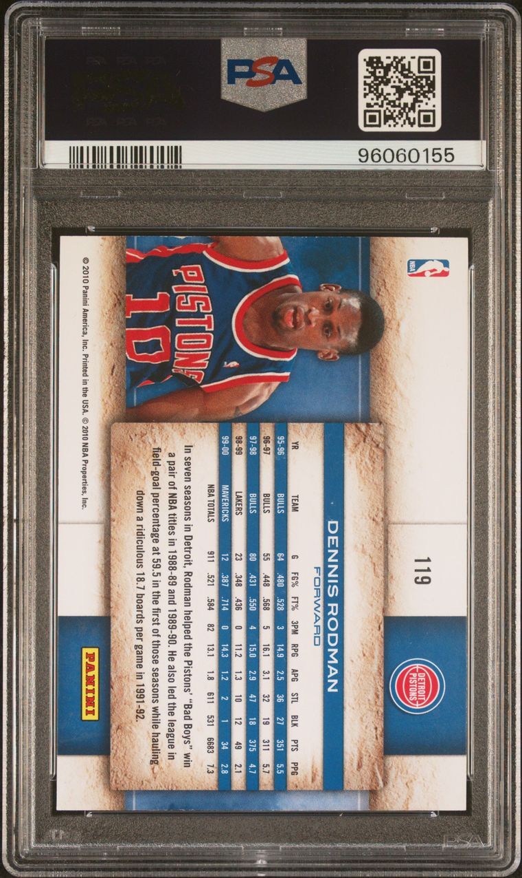 2009 Panini Studio #119 Dennis Rodman Signed Card Authentic AUTO 10 PSA Slabbed