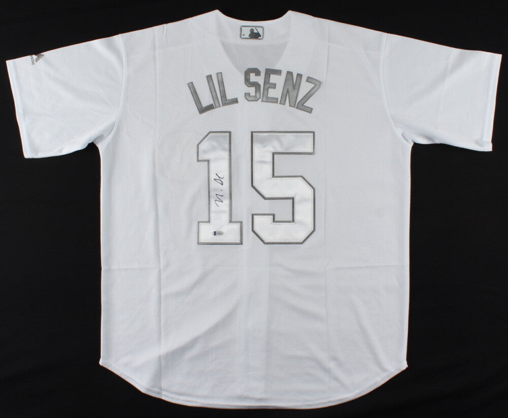 NICK SENZEL SIGNED PLAYERS WEEKEND "LIL SENZ" MAJESTIC CINCINNATI REDS 15 JERSEY