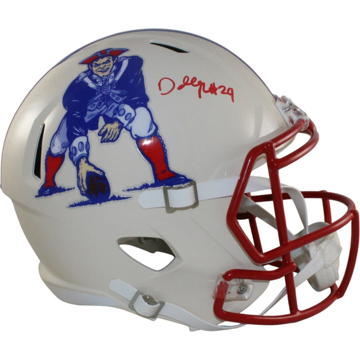 Darrelle Revis Autographed New England Patriots F/S Retro Helmet Beckett 56471