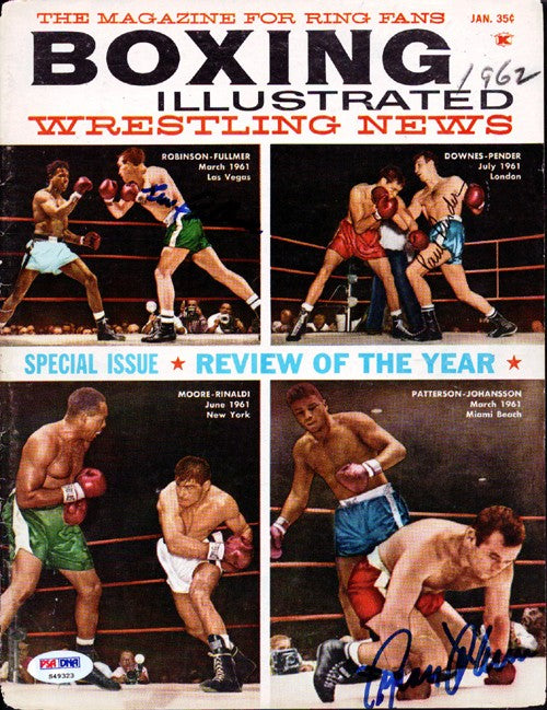 Ingemar Johansson, Pender, Fullmer Auto Boxing Illustrated Magazine Cover PSADNA