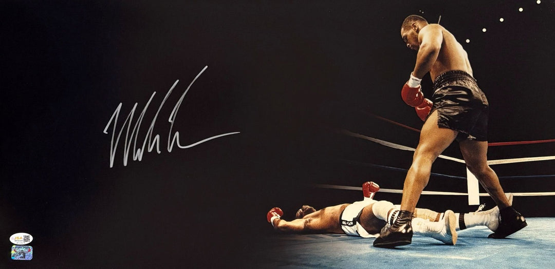 Mike Tyson Signed 12x24 Boxing Panoramic Photo JSA QR Hologram