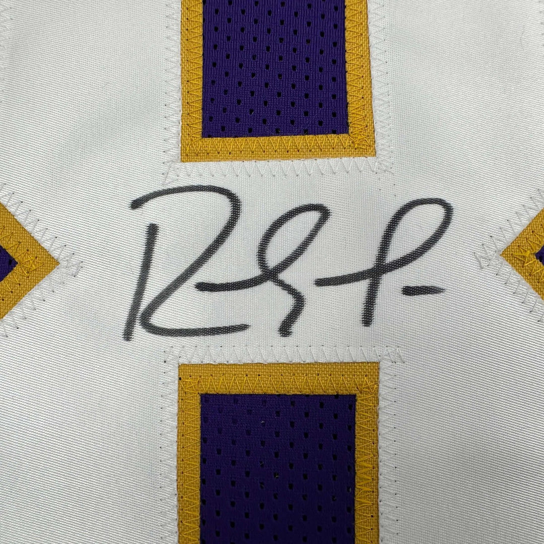 Autographed/Signed Randy Moss Minnesota Purple Football Jersey JSA COA